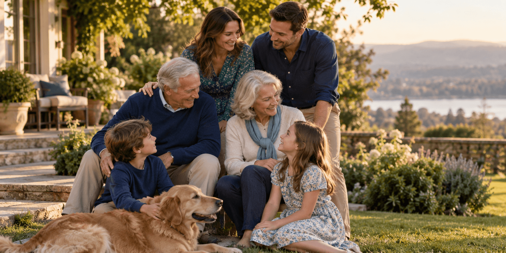 Three generations of a family spending time together