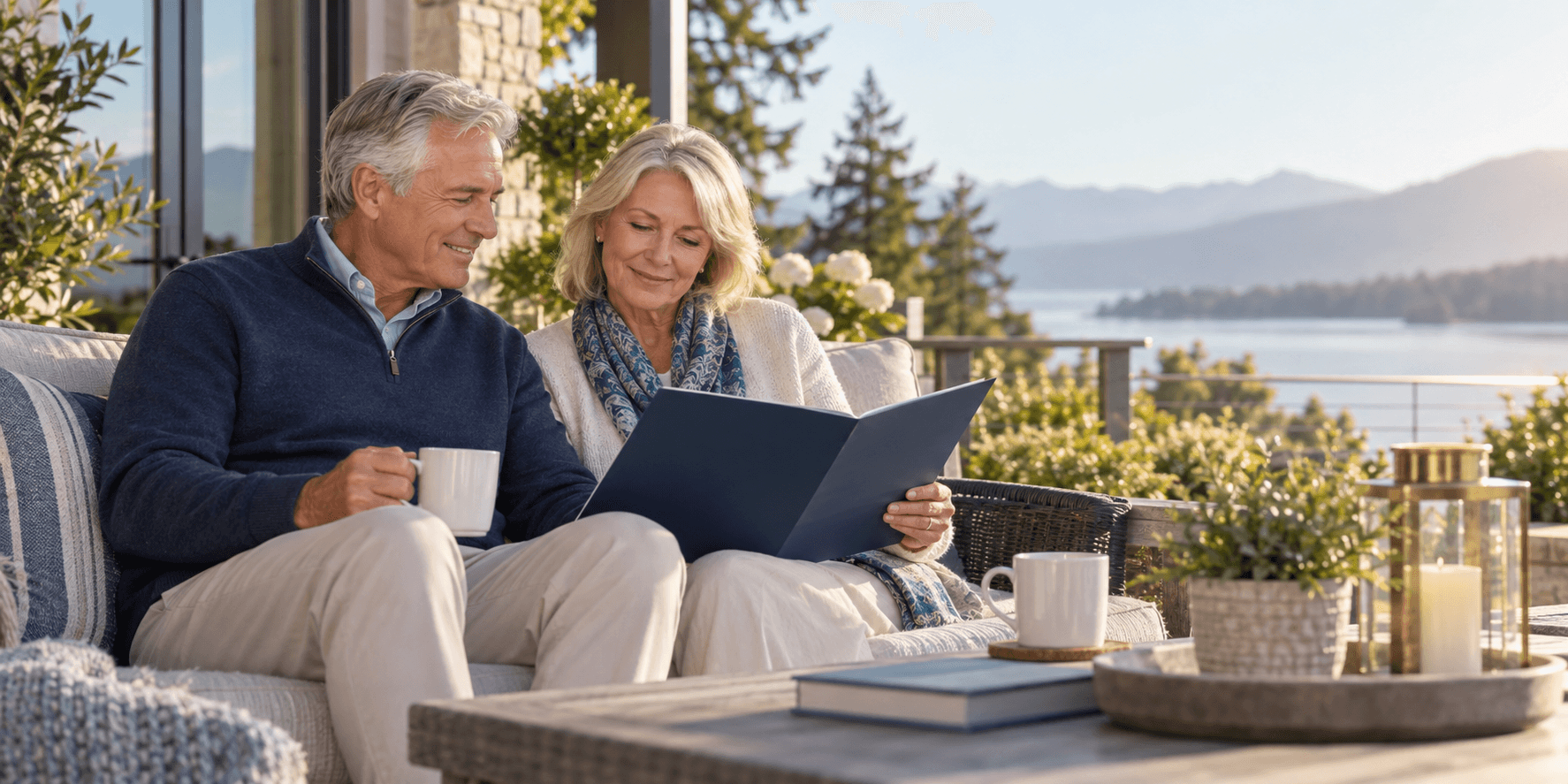 A couple reviewing their retirement income plan together